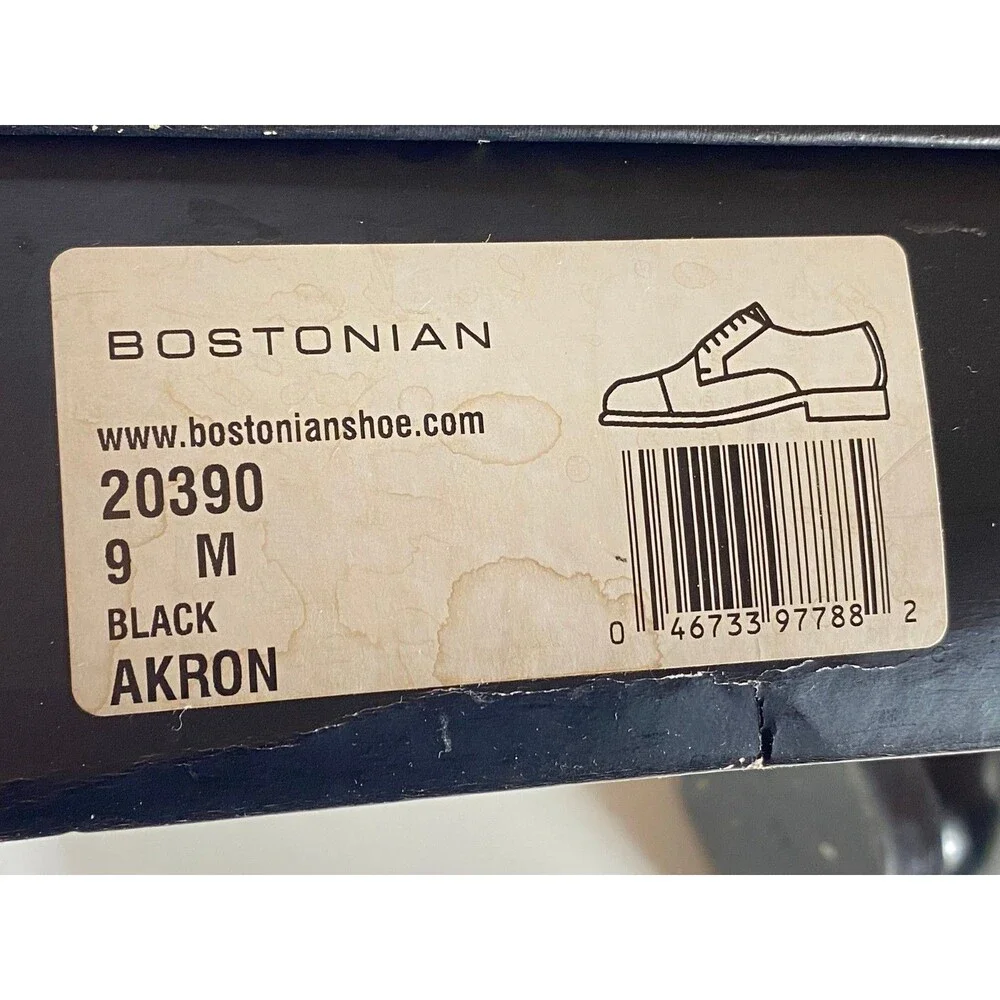 Bostonian Classics Black Cap Toe Oxford Dress Shoes 9M Original Box USA